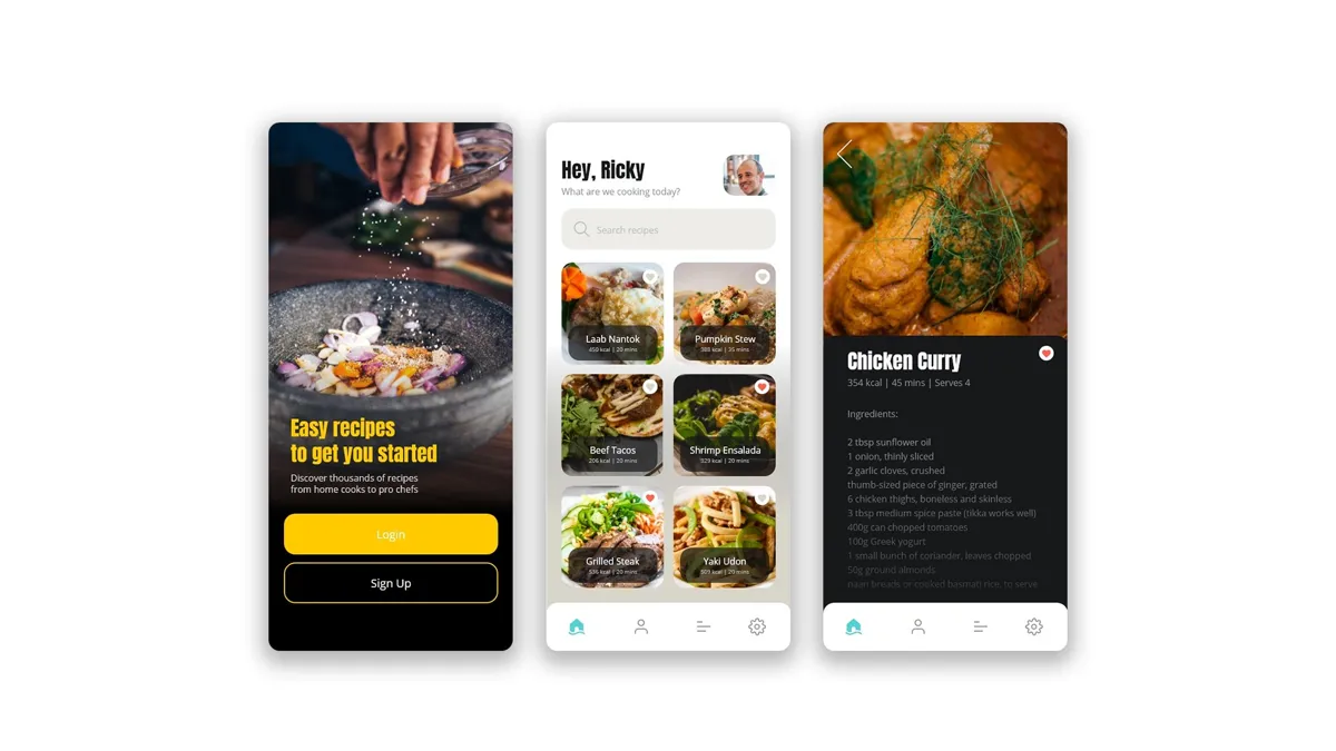Recipe app: UX/UI design, designed by John Abellare